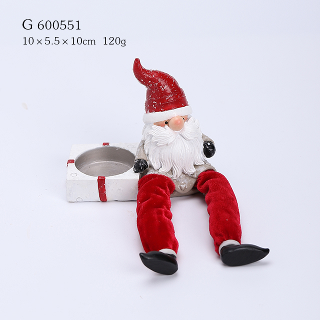 Poly Frabic Santa With Candle Holder