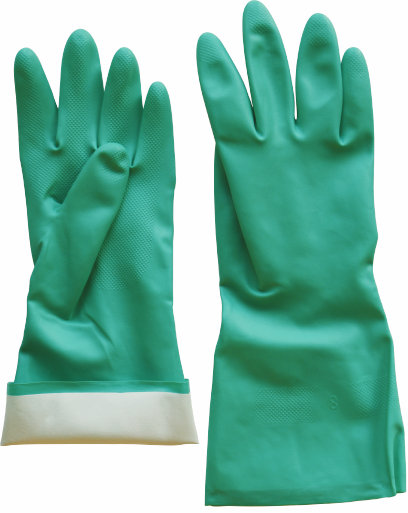 Green nitrile industrial gloves