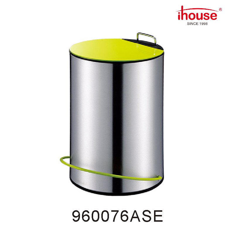 5L stainless steel pedal trash bin（matt，soft close lid，fingerprint proof）
