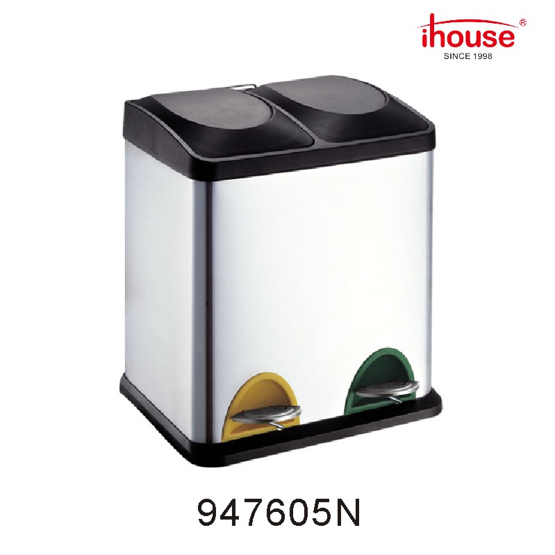 30L(15L+15L) stainless steel 2-compartment recycling bin(matt)