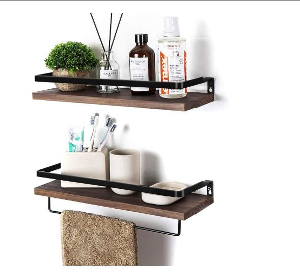 2 Tier Floating Shelves Wall Mounted Storage Shelves for Kitchen, Bathroom,Set of 2