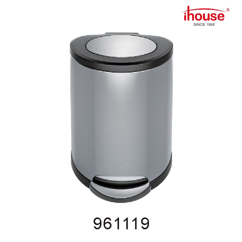 45L stainless steel oval pedal bin（matt，soft close，fingerprint proof，swing lid）