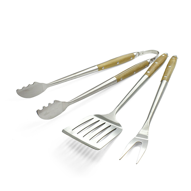 3PCS BBQ Tool Set W/accacia wood handle