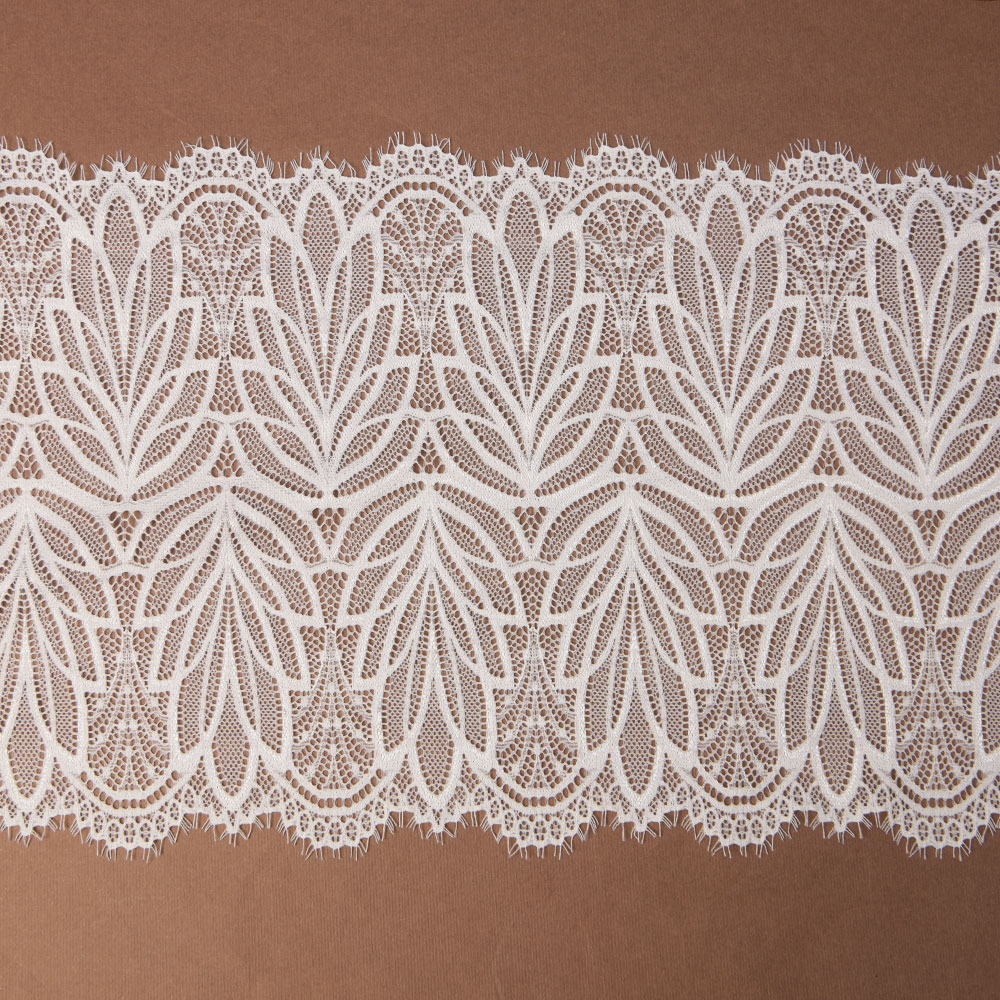 Polyester Elastic Nylon White Tricot Lace Trim