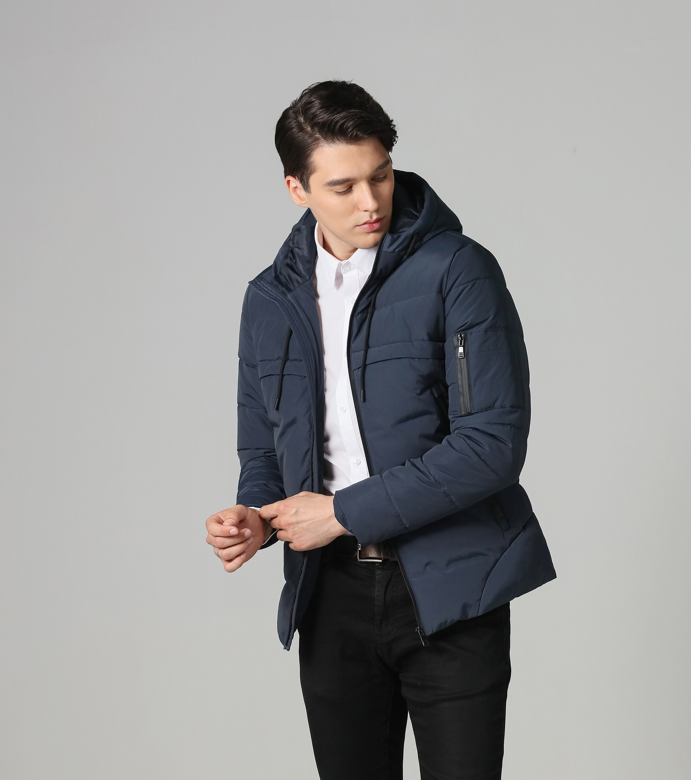 men's padded jacket with hood parka