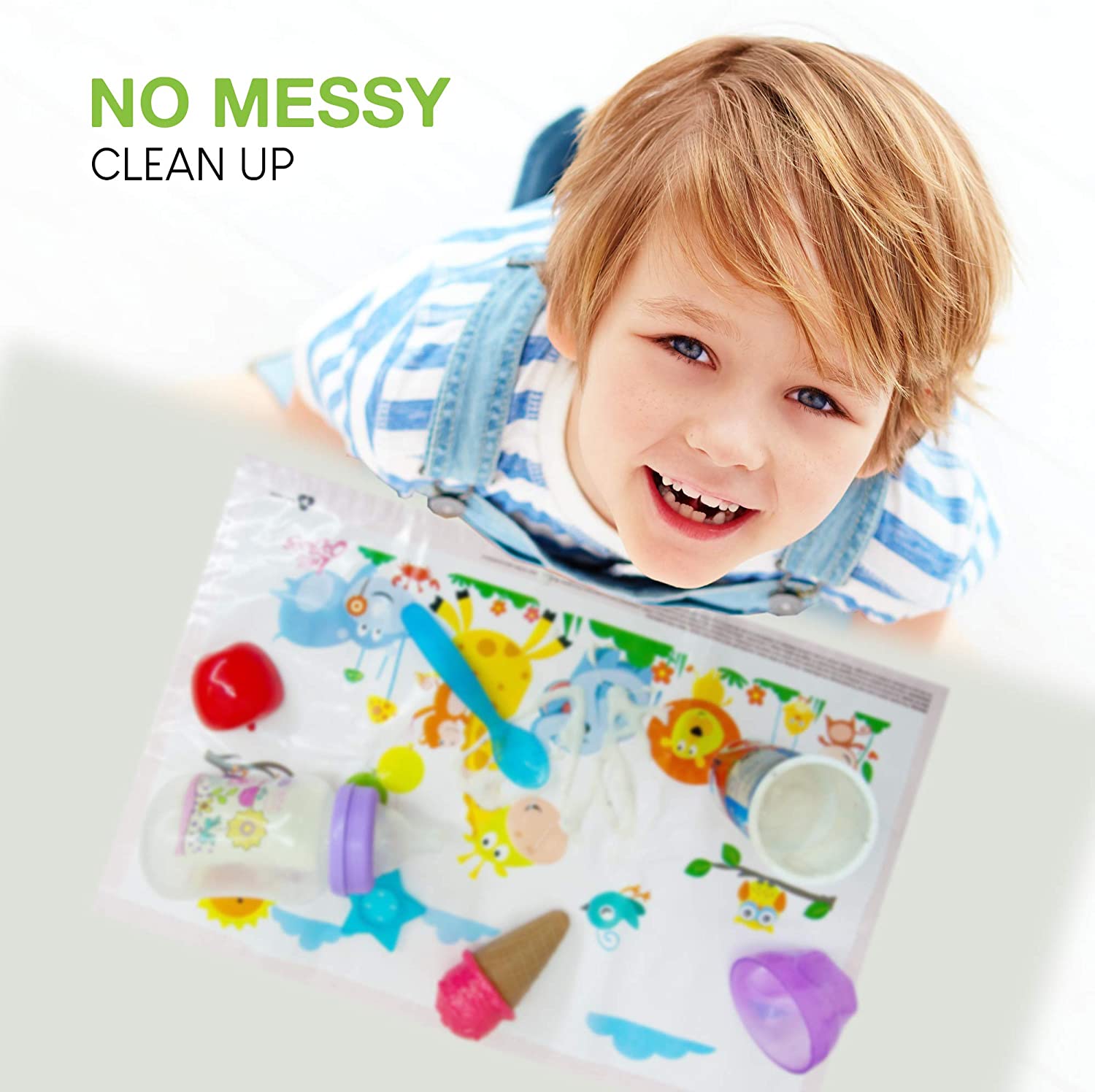 Mulit color Animal design Super Sticky Disposable Placemat for Baby Toddler BPA Free 4 Side Stick On table mat