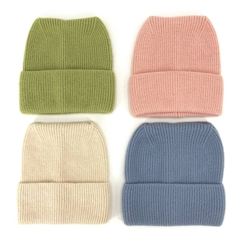 Autumn and Winter hat for women solid color egde knitting hat beanie