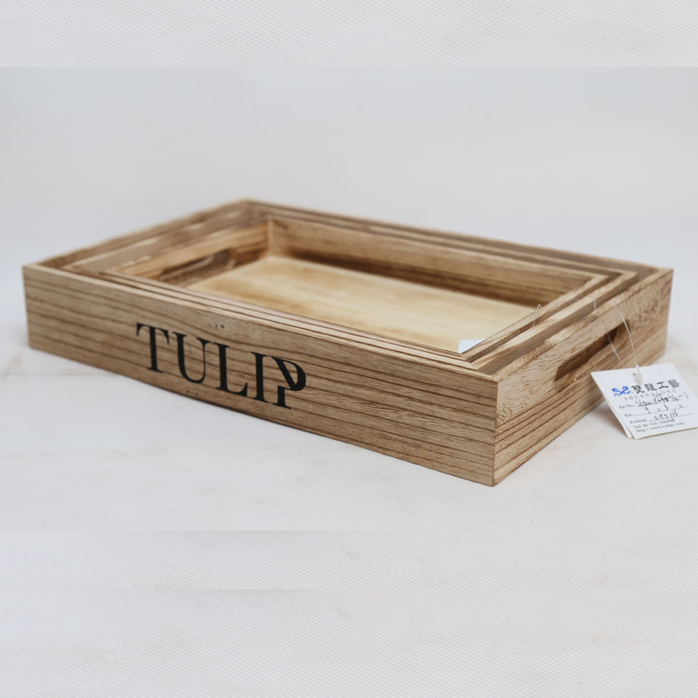 Burned color wooden tray for fruit