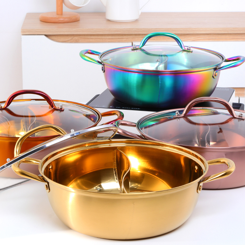 2 grids stainless steel hot pot