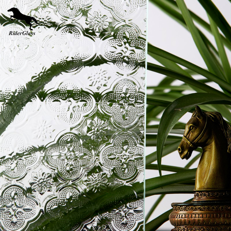 Rider 3mm 3.5mm 4-6mm clear flora patterned glass
