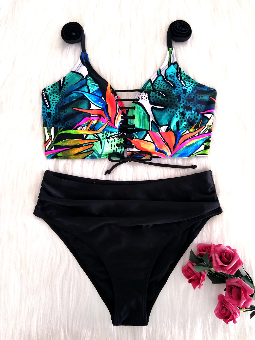 Eyelet embellish bikini