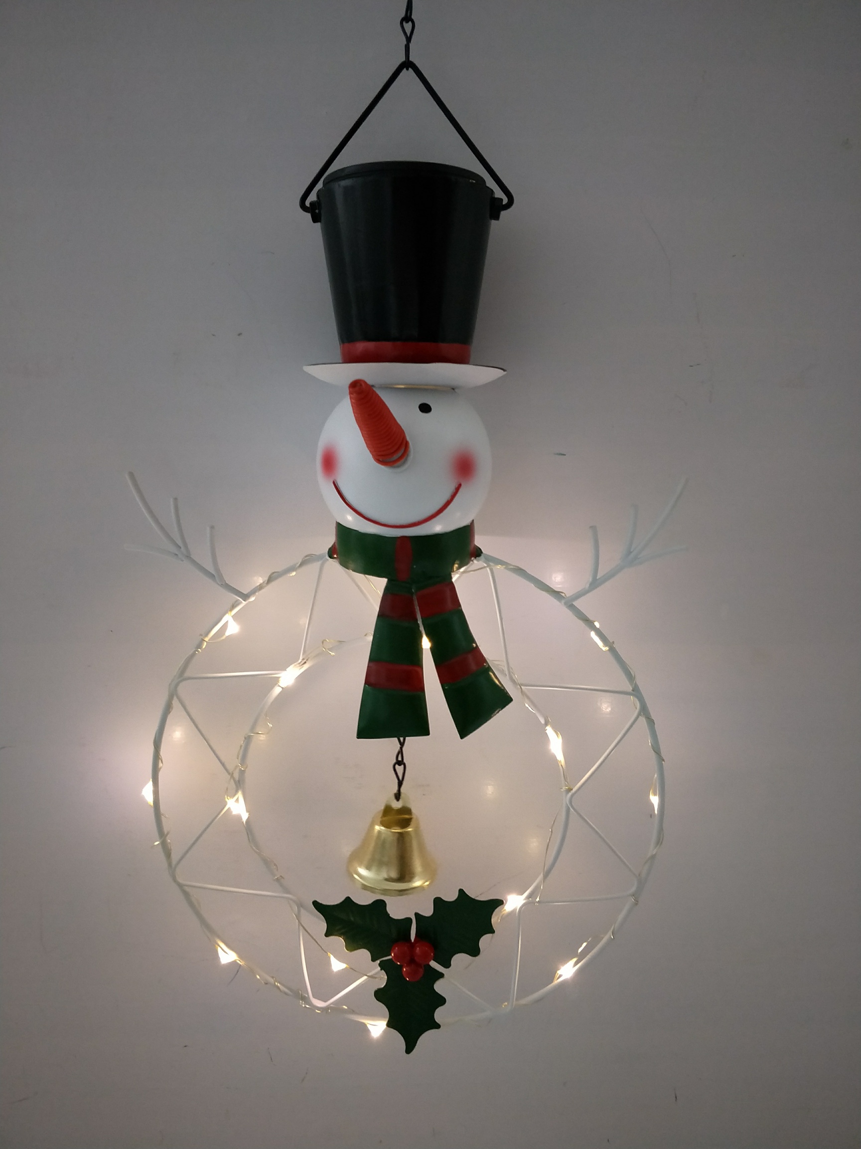 Solar Christmas snowman hanging