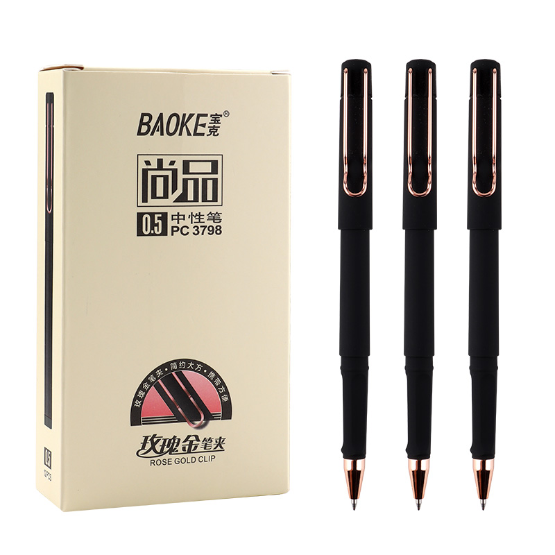PC3798 0.5mm gel ink pen customization with Rose gold pen clip office business Signature pen black iblue