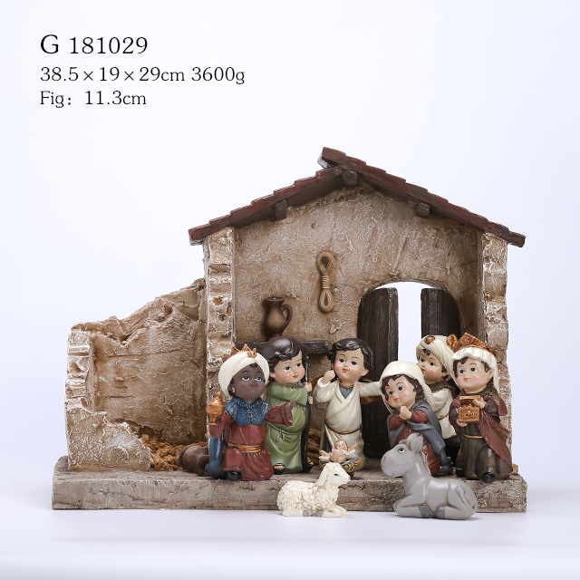 Polyresin Nativity Set With Creche