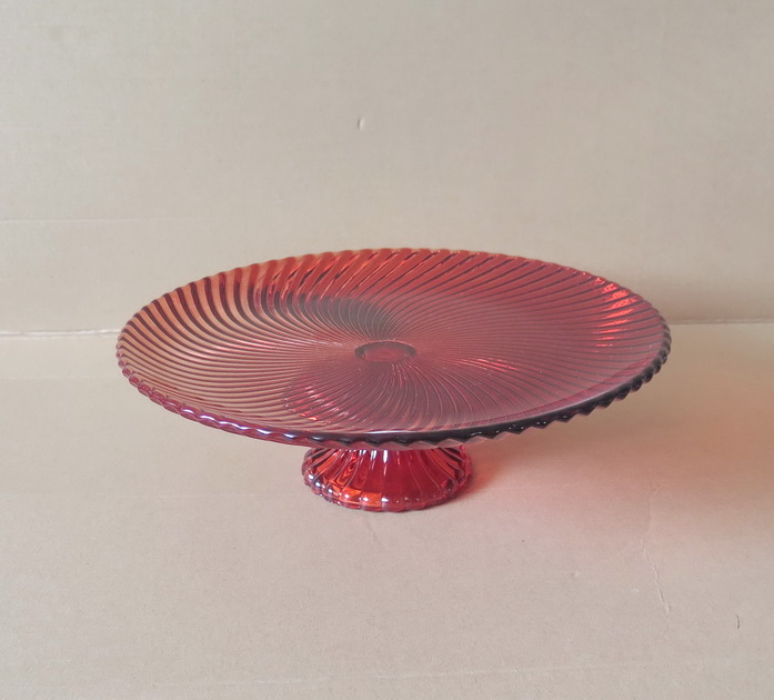 MPF2234 fruit tray with foot Glass fruit plate with color