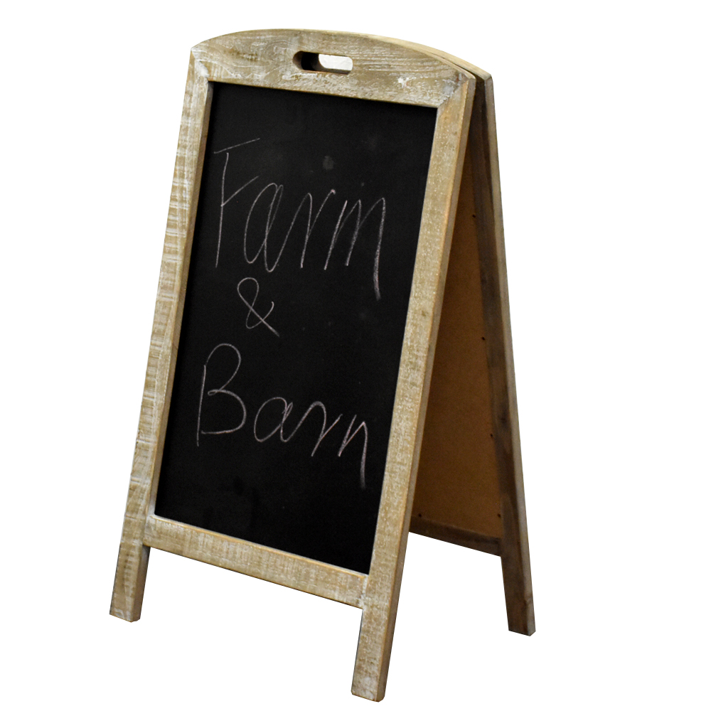 Luckywind Vintage Rustic Free Standing Folding 2 Sided Wooden A Frame Blackboard