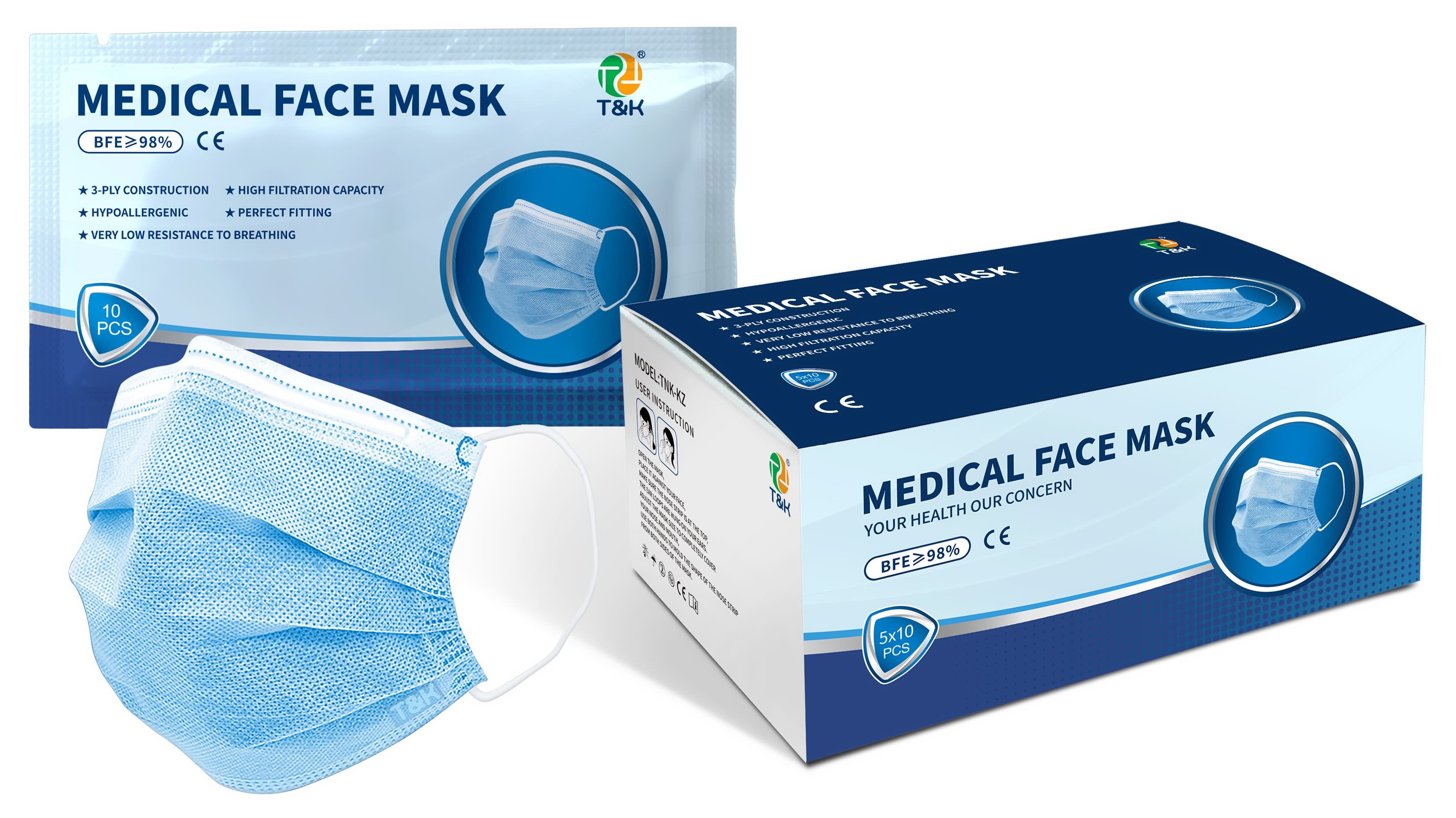 3 Ply Disposable Medical Face Mask (EN14683 Type II, Ear Loop)