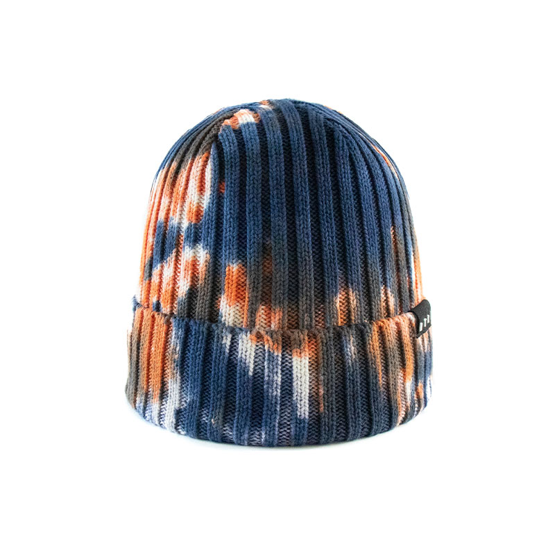 100%Cotton NTRX Unisex Tie Dye Cotton Washed Beanie for Streetwear knitted beanie hat