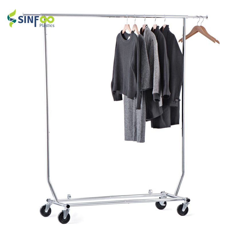 GD001 Portable Rolling Metal Closet Organizer Garment Clothes Hanger Drying Rack