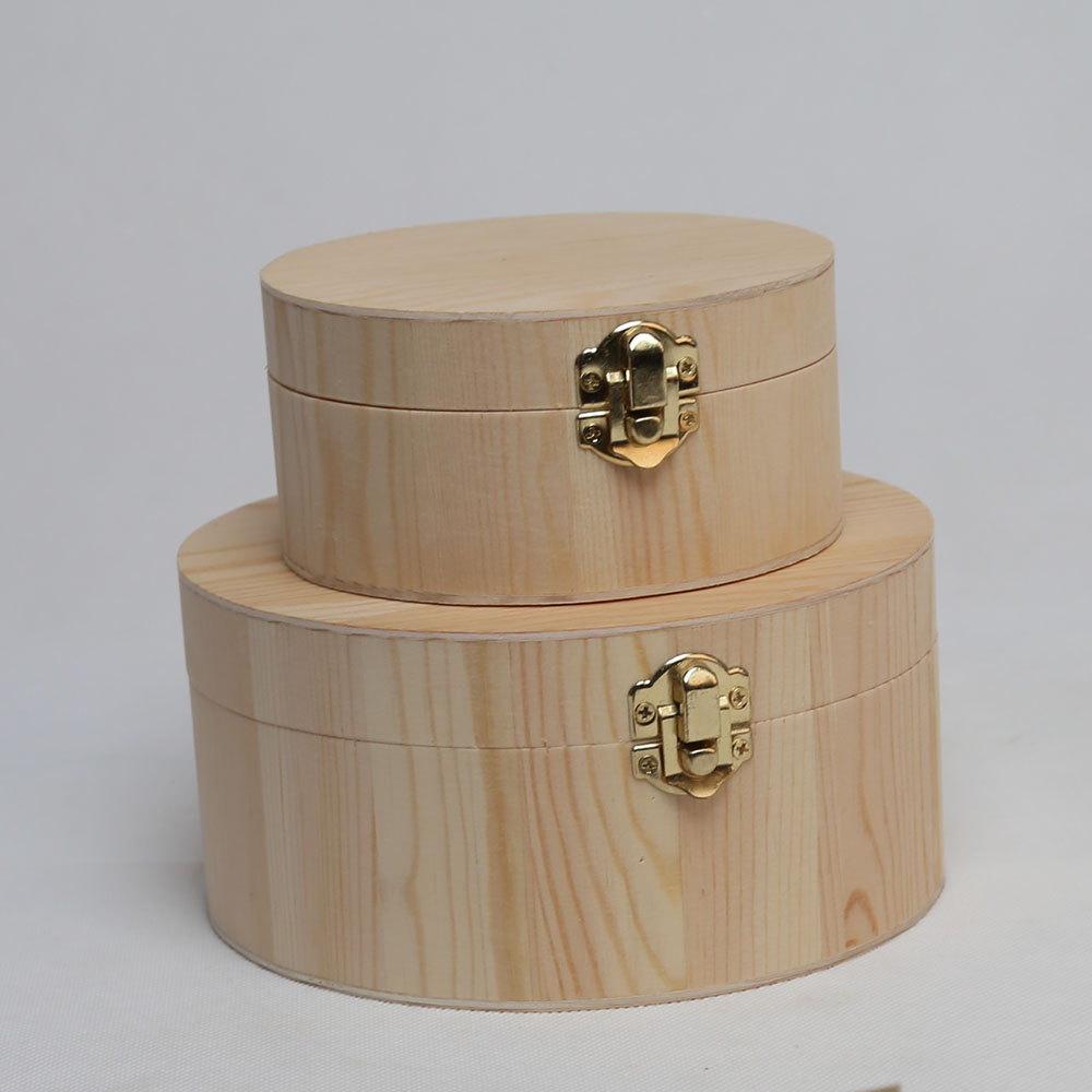 Round shape wooden box wooden display box