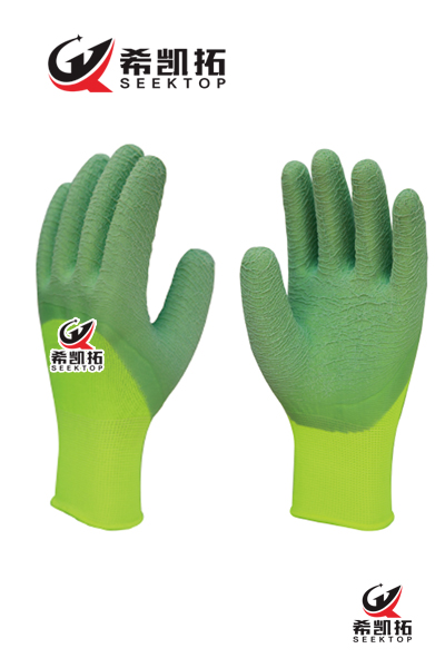 13g Polyester Shell Latex 3/4 Coated, Rough Crinkle Finish