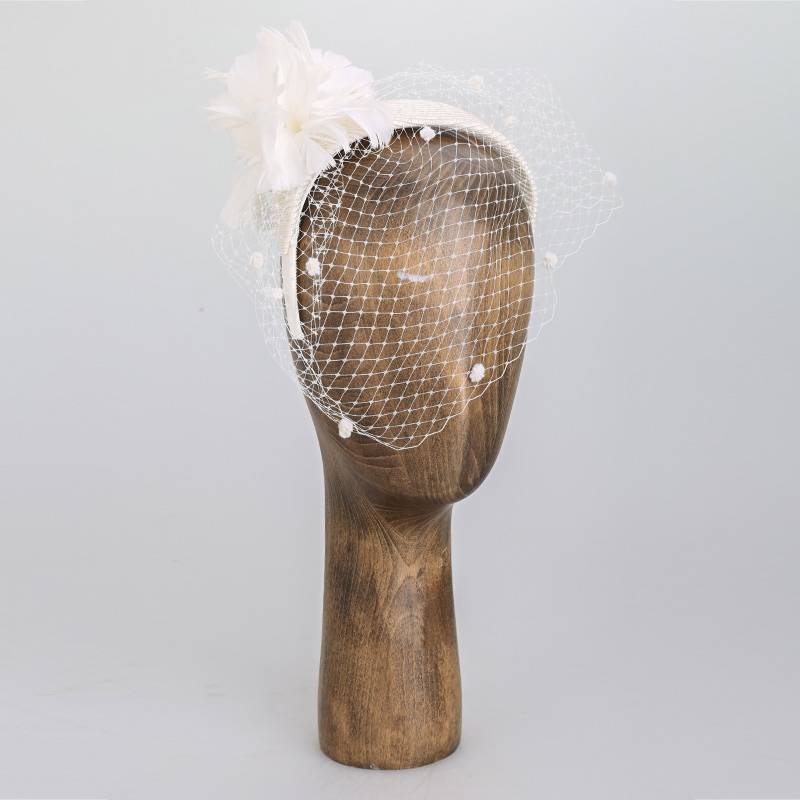 2020 fashion white feather veil fascinator for ladies