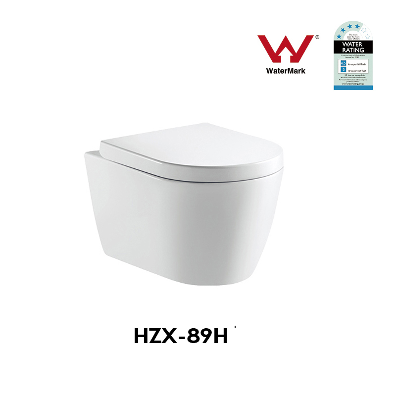 rimless wall-hung toilet , P-trap, Watermark,WELS(HZX-89H)