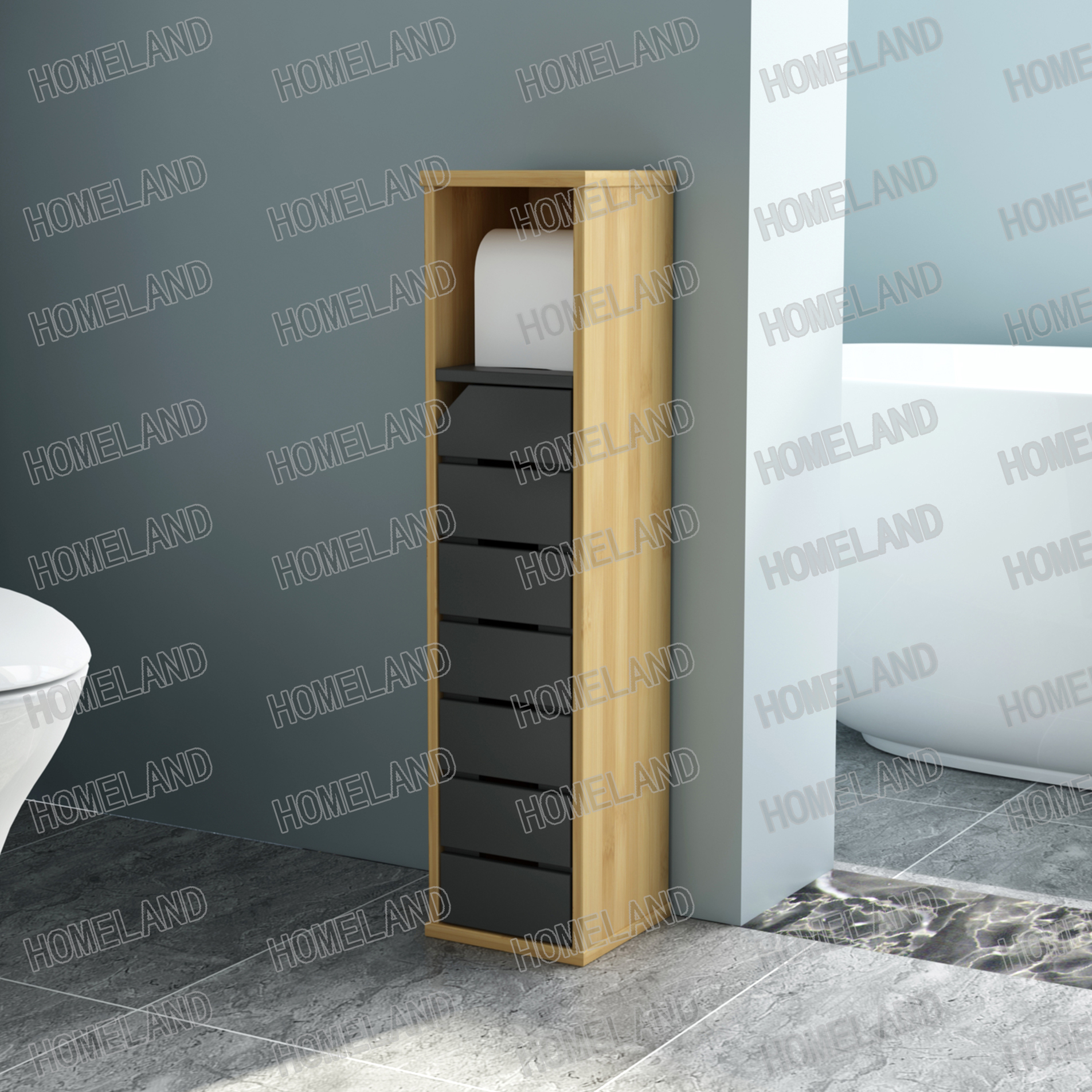 Horizontal strip paper towel cabinet