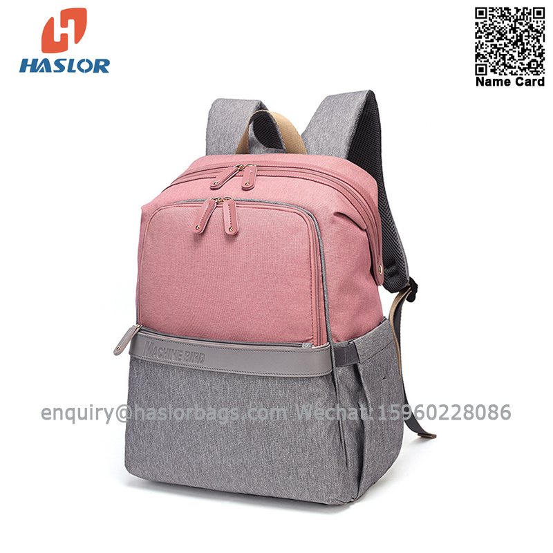 Large capacity color blocking usb diaper backpack baby bottle warmer bag with charger port