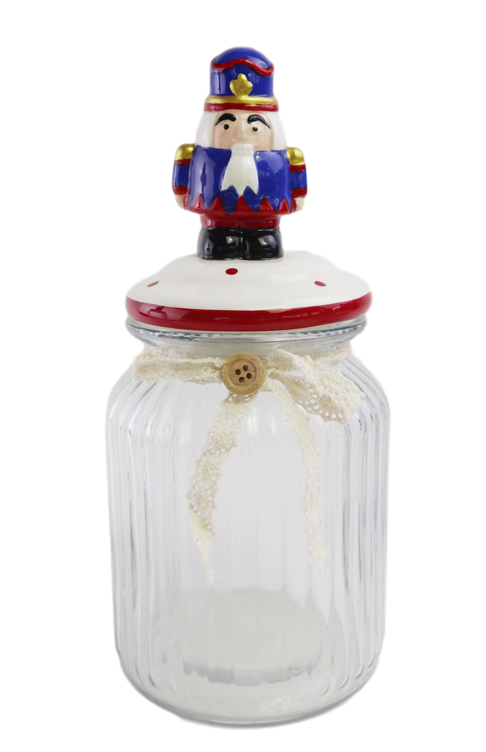 christmas glass bottle nutcracker cookie jar guard biscuit pot solider storage canister