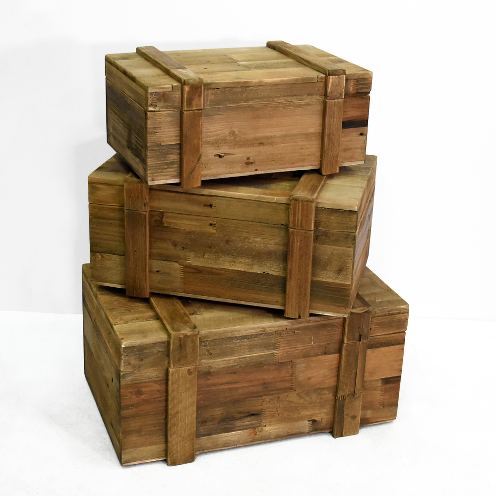 Farmhouse Country Sytle Wooden Storage Trunk Box