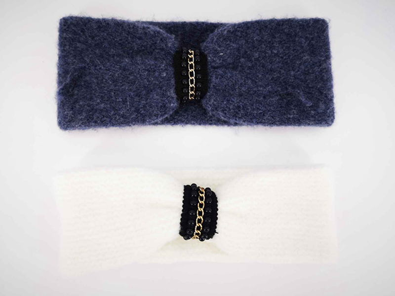 Autumn and Winter acrylic knitting simple headband with decoration