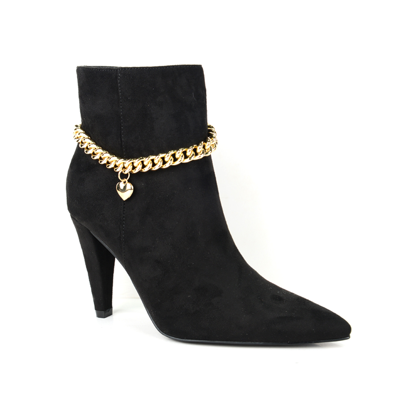 Women fashion low heels pointed toe ankle boots with chain BS20818663-5