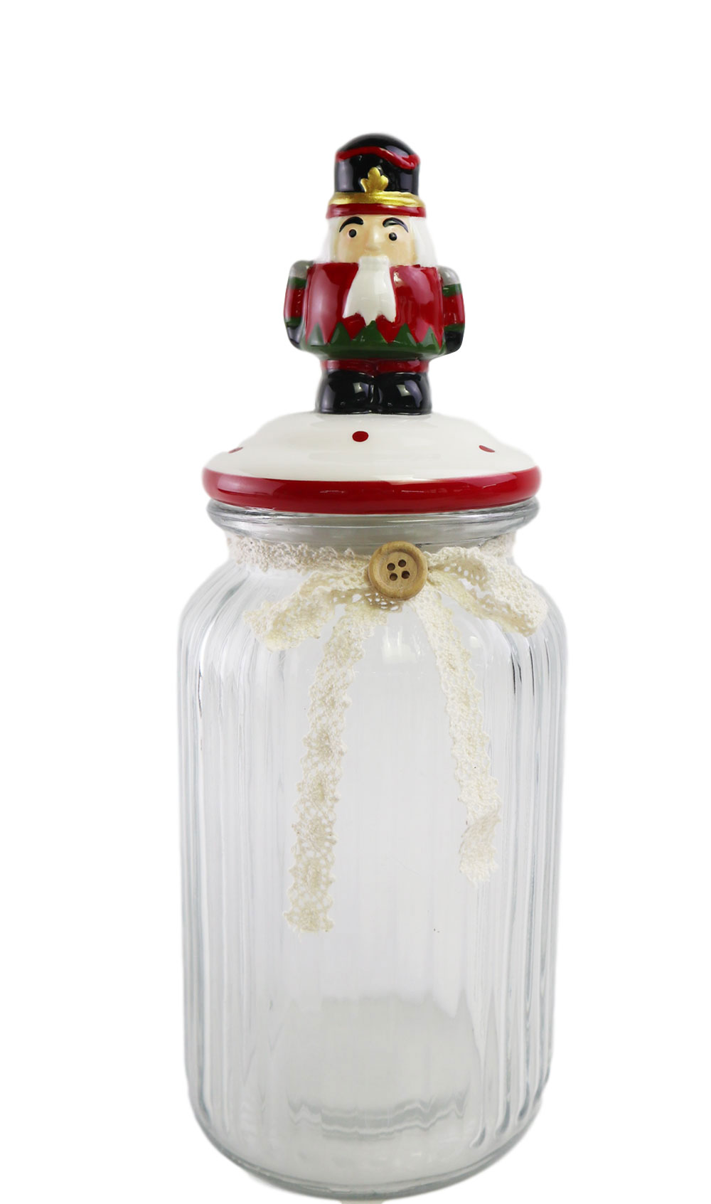 christmas glass bottle nutcracker cookie jar guard biscuit pot solider storage canister