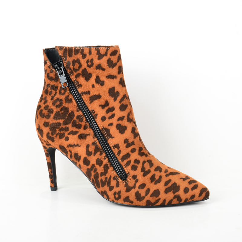 Women fashion low heels pointed toe ankle boots leopard-print BS208170712-8