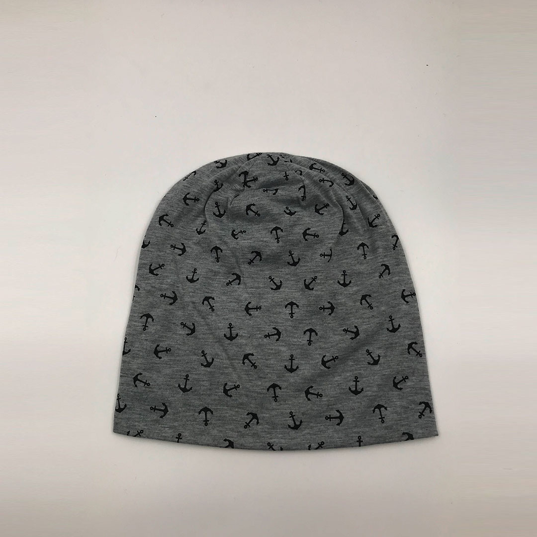Reversible Slouch Skull Cotton Jersey Winter Hat with Imprint Design