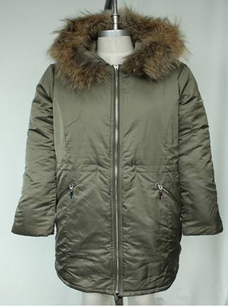 women's padded jacket with hood and fake fur
