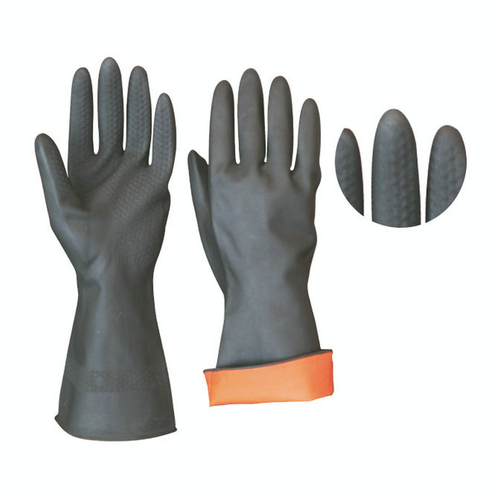 Bi-color Heavy Duty industry latex gloves