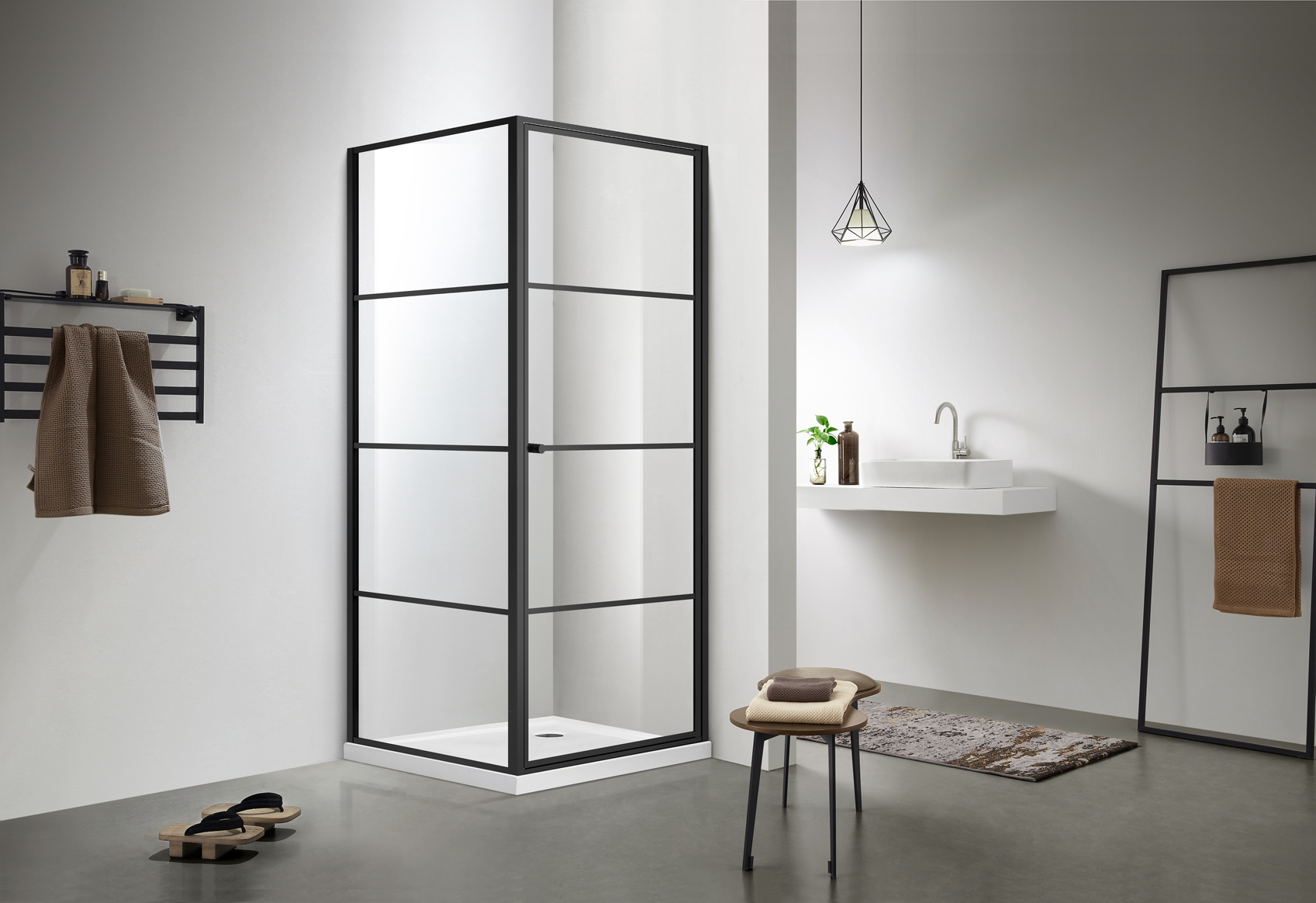 Pivot door with panel