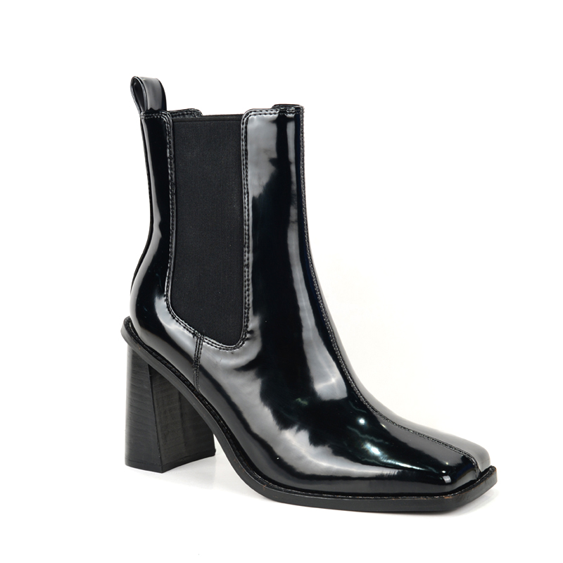 Women fashion low heels ankle boots in balck PU BS208811-6