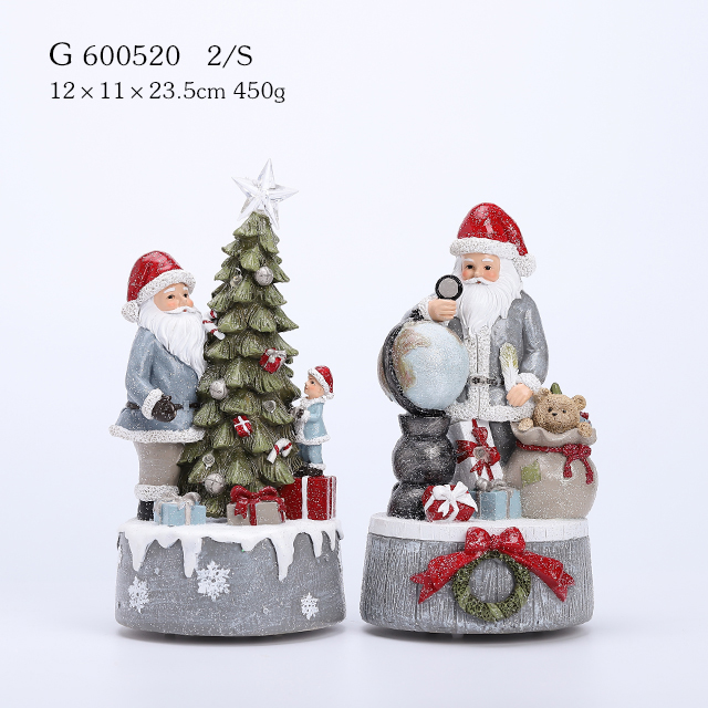 Polyresin Santa With Turning Key And LED Light