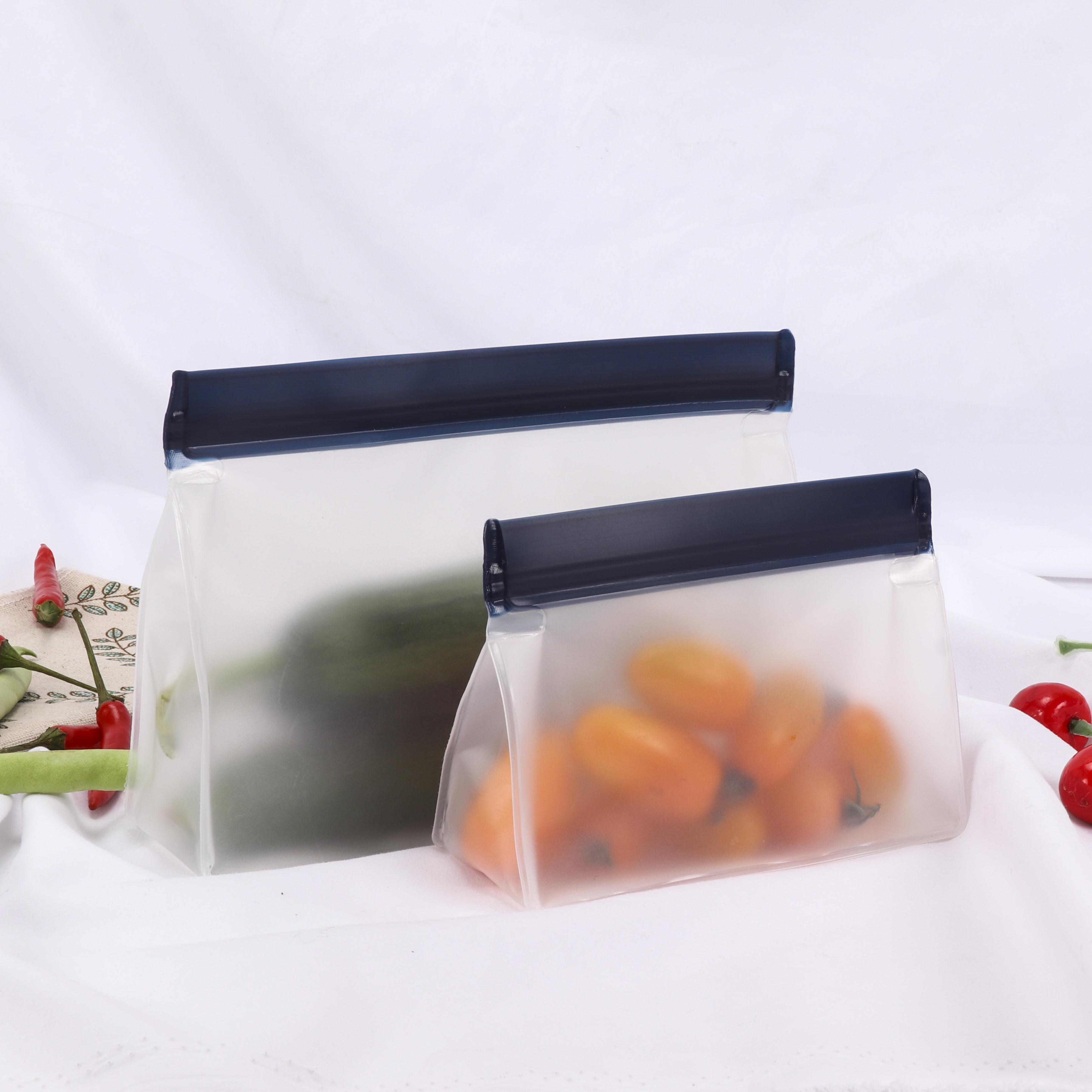Food grade reusable ziplock food storage packaging bags
