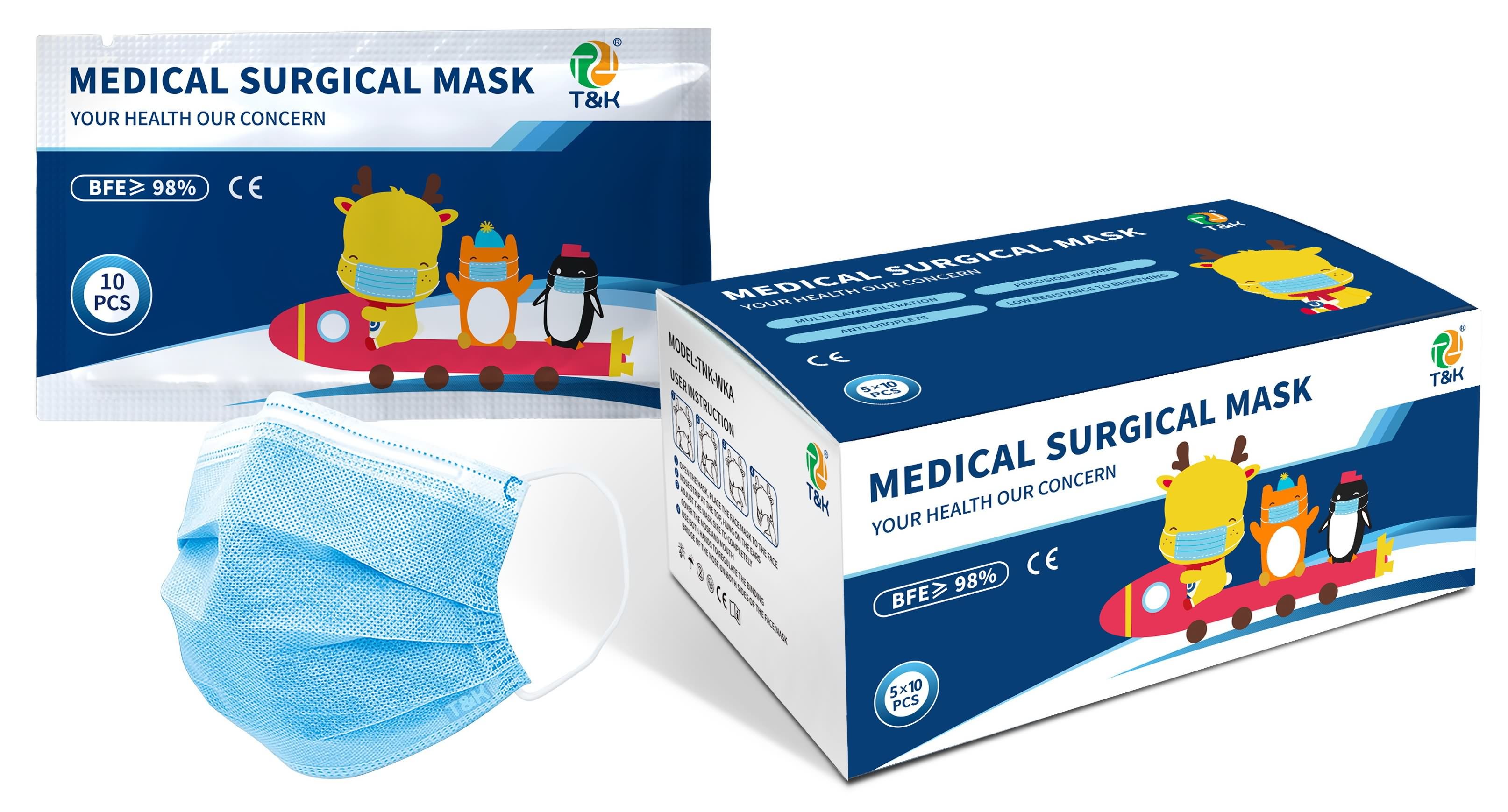 3 Ply Disposable Medical Surgical Mask (EN14683 Type IIR, Small Size, Ear Loop)