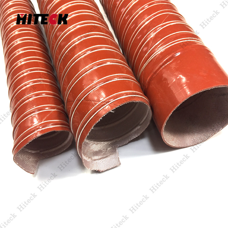 High temp large flexible fabric duct hose silicone coated fiberglass tubing