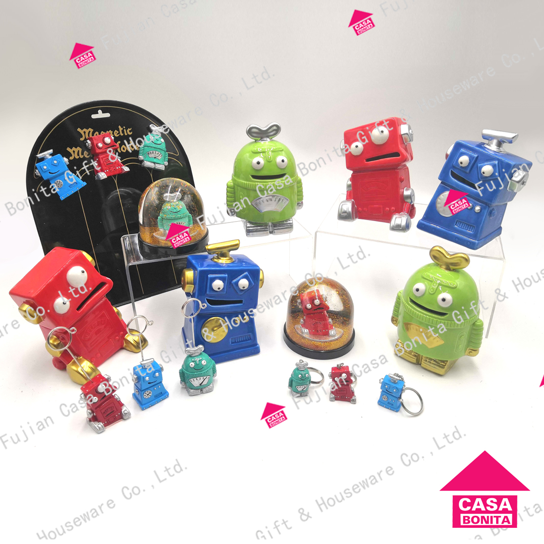 Ceramic & polyresin robot money box,waterball,magnet,cardholder,keyring BEST SELLER NEW ARRIVALS