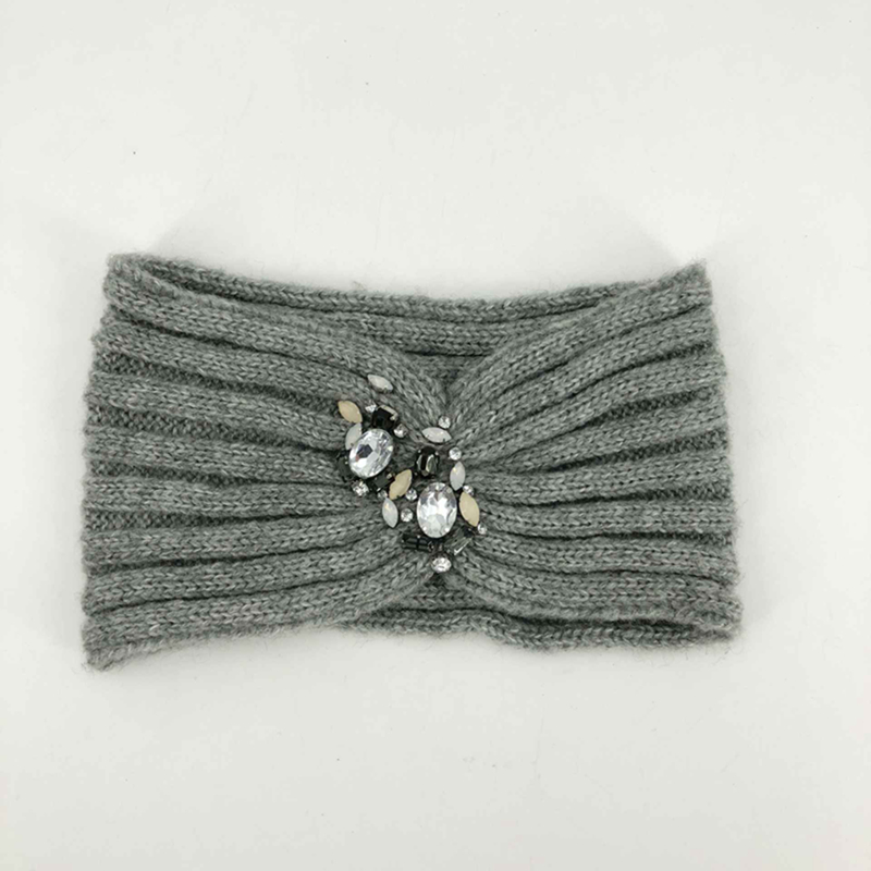 Autumn and Winter acrylic knitting simple headband with decoration