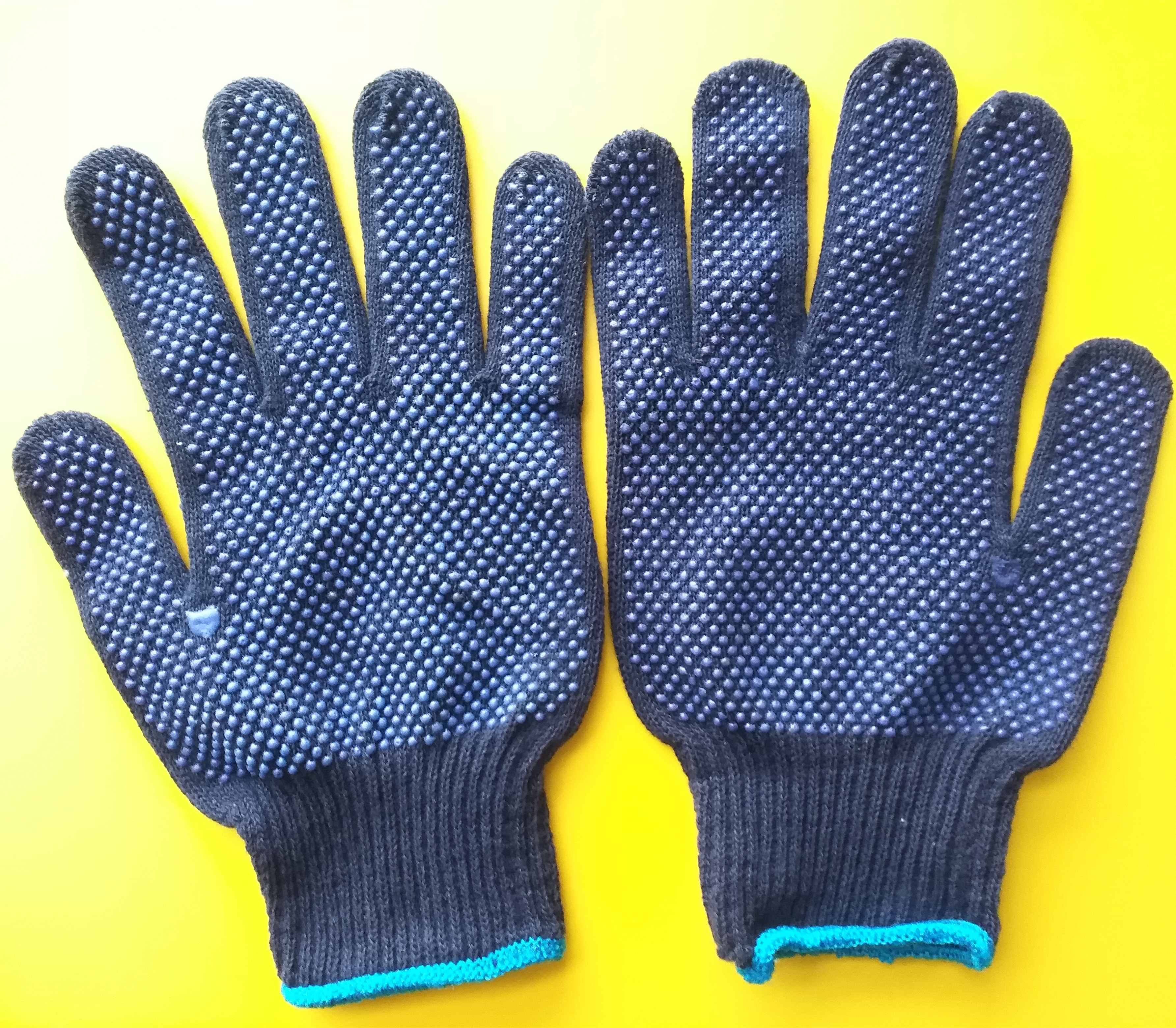 10G cotton lining double sides PVC dotted work gloves
