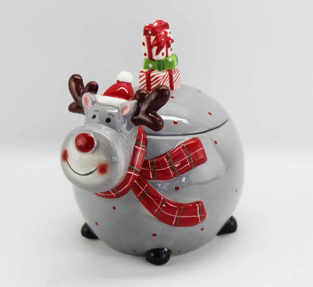 Canister, deer jar, 3D canister, ceramic jar