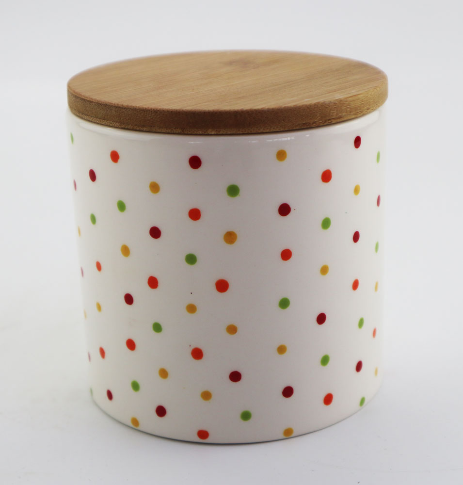 ceramic canister with bamboo lid