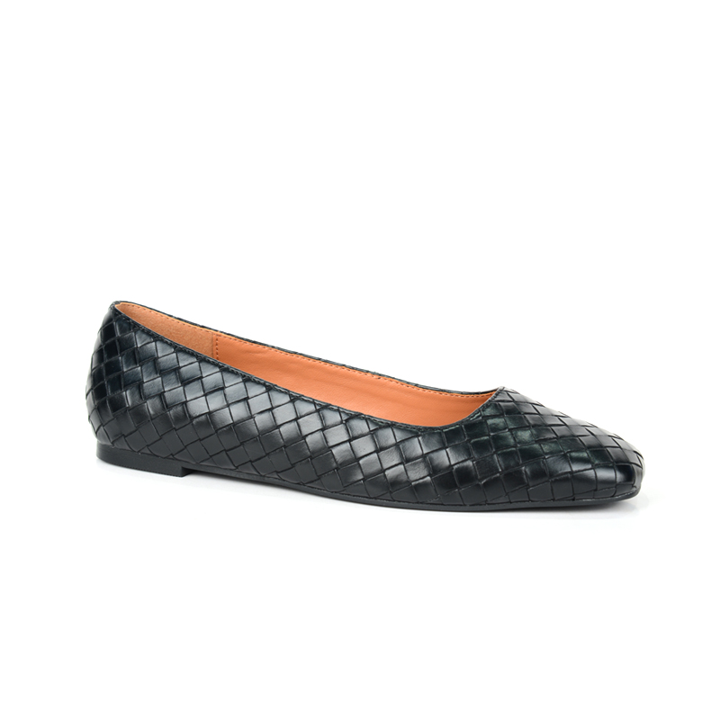 2020 Fashion OEM PU woven embossing Upper Pointed Women Ballerina Flats